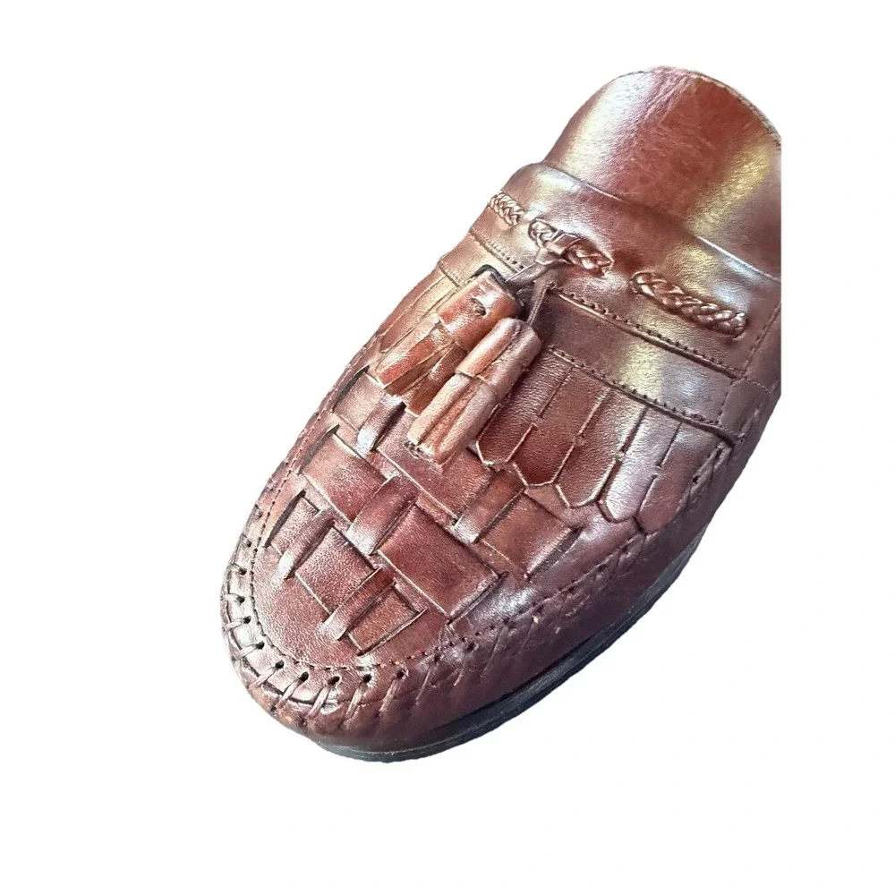 NWOT‎ Giorgio Brutini Antigua woven Brown tassel kiltie Derby loafers Mens 10